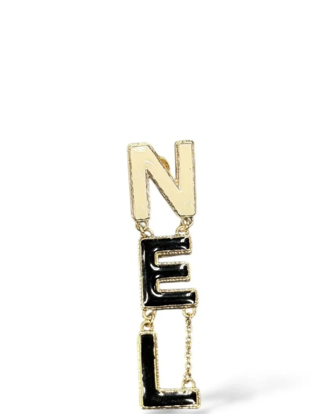 Chanel CC Enamel Logo Letter Drop Earrings Gold